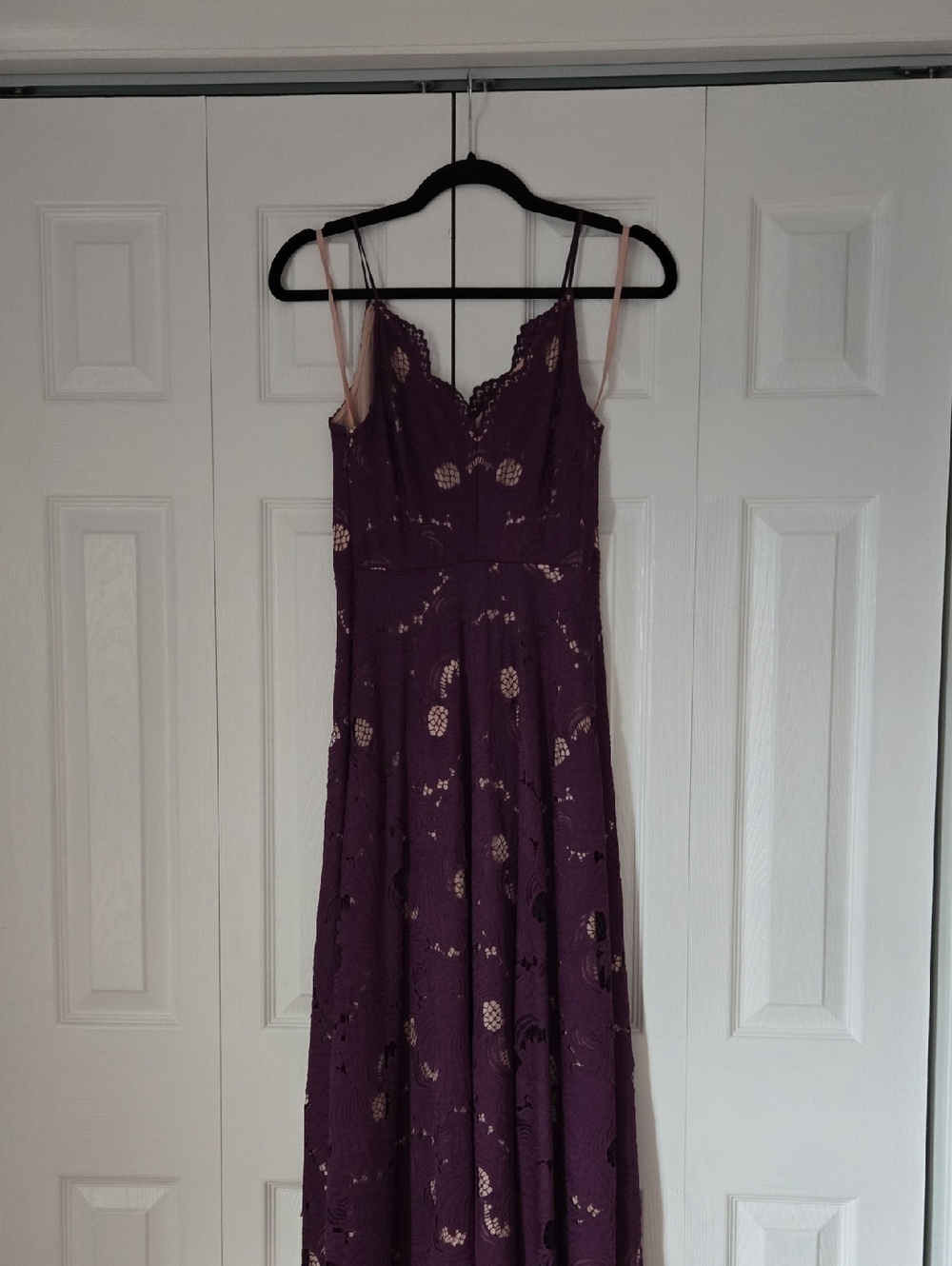 Moulinette Soeurs Plum Lace Maxi Dress with Nude Lining